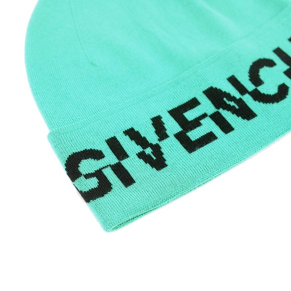 Givenchy Unisex Split Logo Wool Beanie Turquoise Blue - Picture 3 of 3